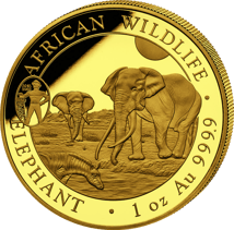 1 Unze Gold Somalia Elefant Motiv 2026 (Auflage: 100 | Privy Mark: ANA Oklahoma City | Jahrgang: 2025)