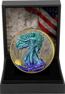 1 Unze Silber American Eagle Antik Finish meets Holo 2025 (Auflage: 100 | teilvergoldet)