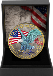 1 Unze Silber American Eagle Antik Finish meets Holo 2025 (Auflage: 100 | teilvergoldet)