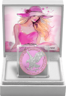 1 Unze Silber American Eagle Lady Iced Out 2024 (Auflage: 100 | roségold)