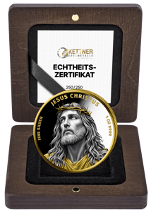 1 Unze Silber Jesus Christus 2025 (Auflage: 250 | teilvergoldet | Polierte Platte)