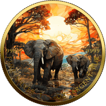 1 Unze Silber Magical Wildlife Elefant (Auflage: 50 | coloriert | teilvergoldet)