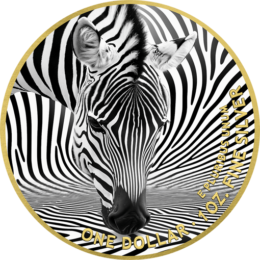 1 Unze Silber Zebra künstlerisch 2025 (Auflage: 100 | teilvergoldet)