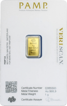 1 g Goldbarren PAMP Suisse