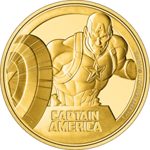 1 Unze Gold Marvel Captain America 2023 PP (Auflage: 250 | Polierte Platte)