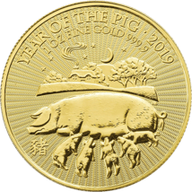 1 Unze Gold Lunar UK Schwein 2019
