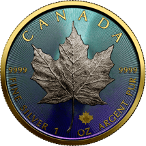 1 Unze Silber Maple Leaf 2023 Galaxy (Auflage: 50 | teilvergoldet | Antik Finish)