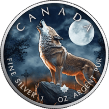 1 Unze Silber Maple Leaf Halloween - Heulender Wolf 2023 (Auflage: 2.023 | coloriert)