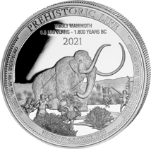 1 Unze Silber Prehistoric Life Wollhaarmammut 2021 (Auflage: 10.000)