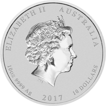 10 Unze Silbermünze Lunar II Hahn 2017