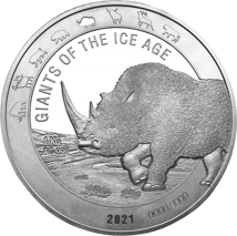 1 kg Silber Giganten der Eiszeit Wollnashorn 2021 (Auflage: 1.000)