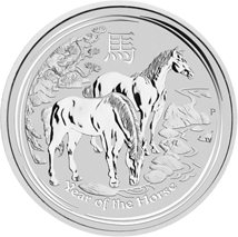 2 Unze Silbermünze Lunar II Pferd 2014