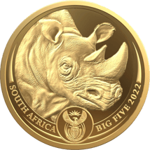 5 Unze Gold Big Five II Nashorn 2022 (Auflage: 50 | 2. Motiv | im Etui)