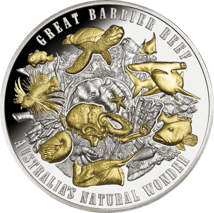 5 Unze Silber Great Barrier Reef Niue PP 2018 teilvergoldet (Niue 10$ | teilvergoldet | Auflage: 500)