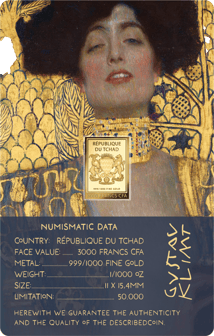 Gold Gustav Klimt Judith I Münze (Auflage: 50.000)