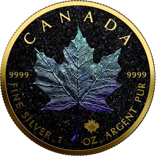 1 Unze Silber Maple Leaf 2023 Black Diamond Hologramm Edition (Auflage100 teilvergoldet)