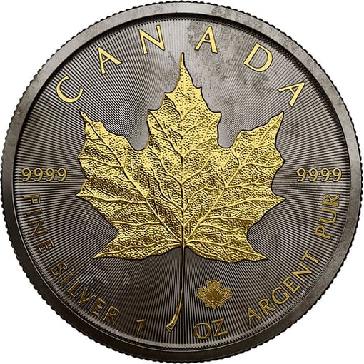 1 Unze Silber Maple Leaf 2023 Antik Finish (Auflage 100 teilvergoldet)